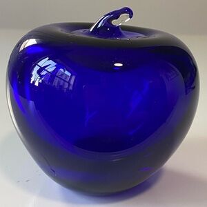 Vintage Cobalt Blue Glass Apple Paper Weight